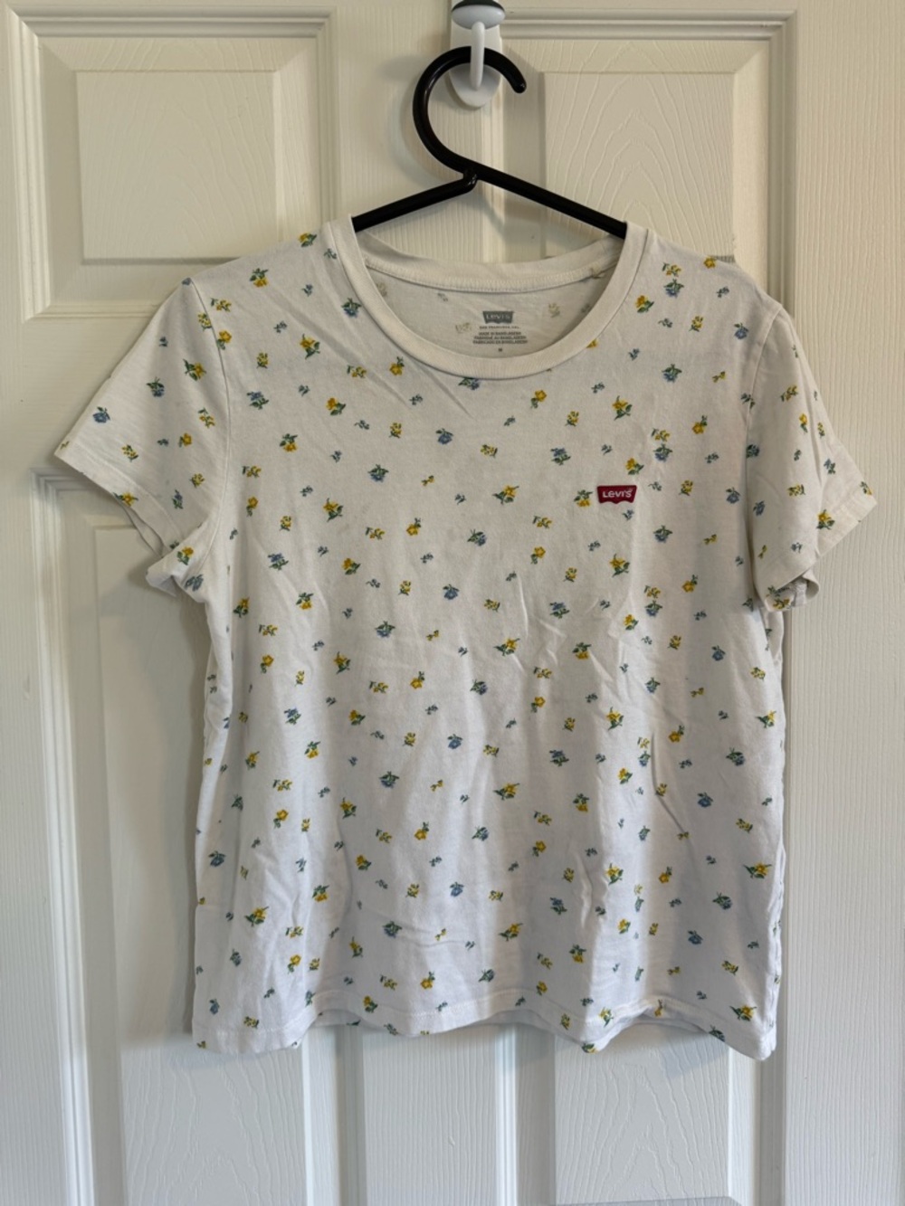 Levi's White Tee with Yellow and Blue Floral Print